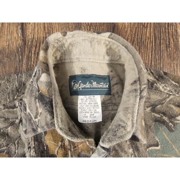 Vintage Gander Mountain Camo Chamois Button Shirt Mens Medium Hunting Grunge - Picture 3 of 6